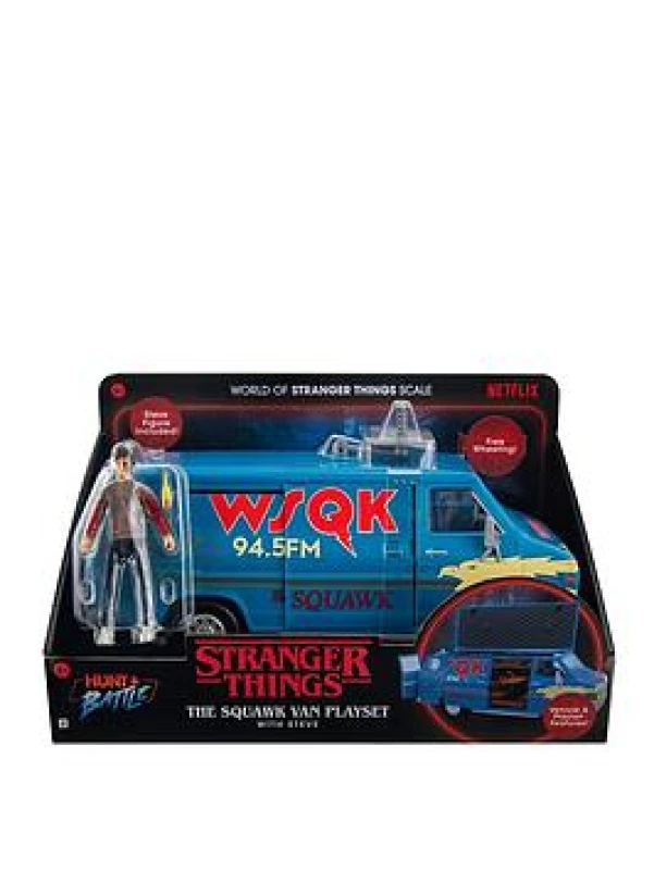 Image of Stranger Things WSQK Van Playset - 8-Inch Vehicle with Lights and Sounds plus 4-Inch Figure with Accessories