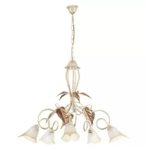 Image of Onli Vanda 5 Light Multi Arm Pendant Ceiling Light, Ivory
