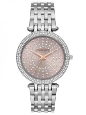 Image of Michael Kors Ladies Darci Celestial Pave Pink Dial Stainless Steel...