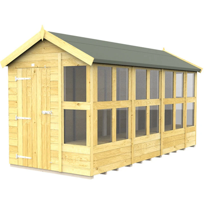 Image of Flat Pack Sheds DIY Sheds 6 x 14 Apex Potting Shed, Brown 6X14APSFF