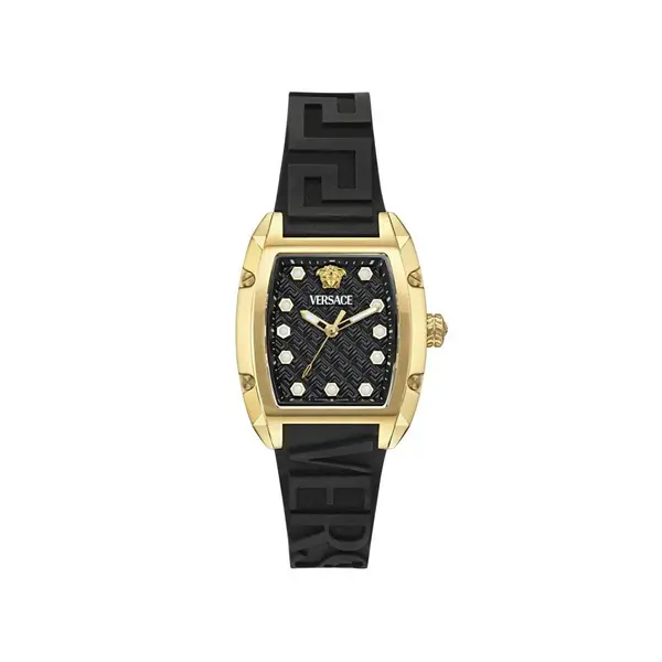 Image of Versace Watches Dominus Black Guilloch Sapphire Watch VE8K00624