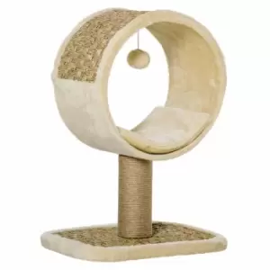 Image of Pawhut 56cm Small Cat Tree For Indoor Cats With Scratching Post, Kitten Tower With Tunnel, Toy Ball, Cushion Beige