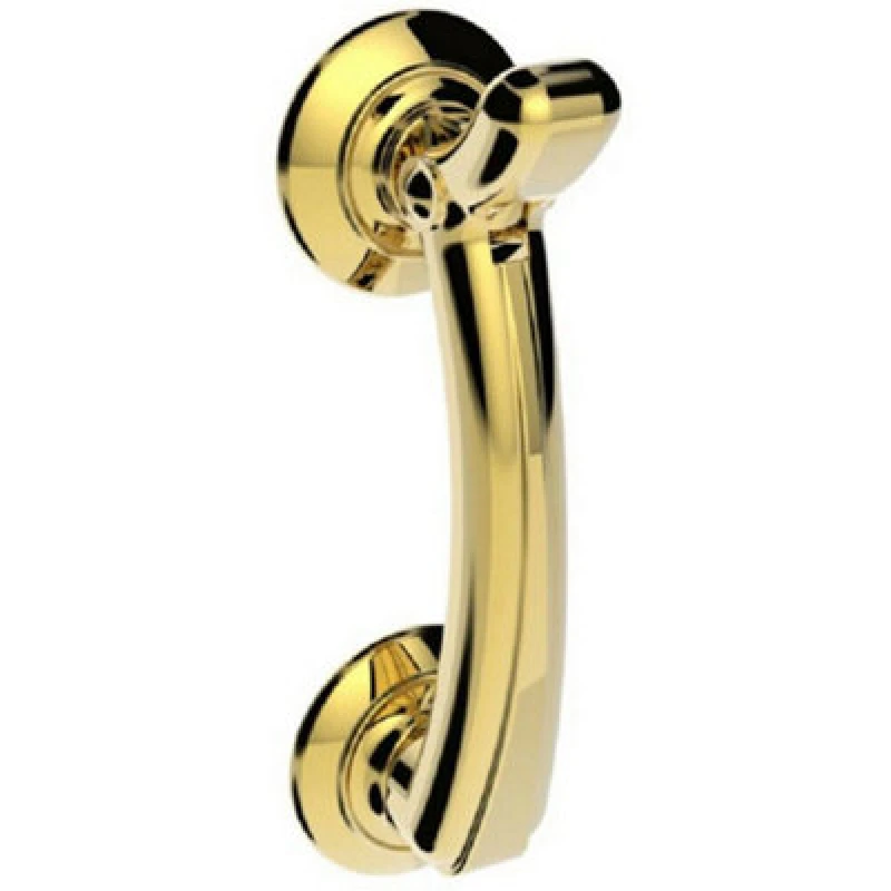 Image of Loops Victorian Bow Door Knocker on Rose 95mm Fixing Centres Polished Brass Metallics