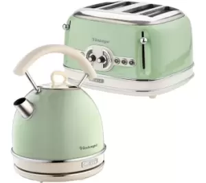 Image of ARIETE Vintage ARPK40 4-Slice Toaster & Traditional Kettle Bundle - Green