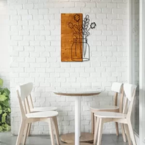 Image of Cicek2 Walnut Black Decorative Wooden Wall Accessory