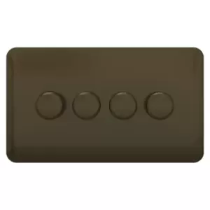 Image of Schneider Electric Lisse Screwless Deco - 4 Gang Universal 2 Way Dimmer Light Switch, 250W/VA, GGBL6042CMBS, Mocha Bronze