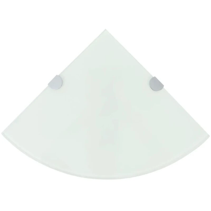 Image of Corner Shelf with Chrome Supports Glass White 35x35 cm