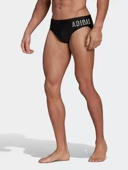 Image of adidas Wording Swim Trunks, Green, Size S, Men