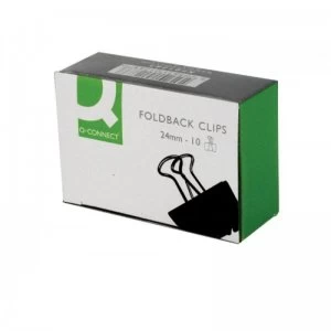 Image of Q-Connect Black Foldback Clip - 24mm - 10 Pack