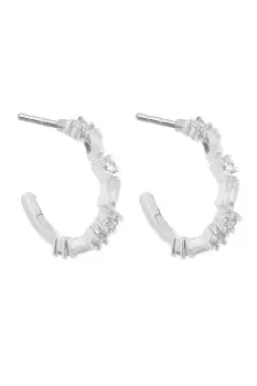 Image of Sterling Silver 925 with Cubic Zirconia Fine Baguette Hoop Earrings