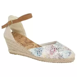 Image of Cipriata Womens/Ladies Espadrille Wedge Heel Sandal (7 UK) (White/Multicoloured)