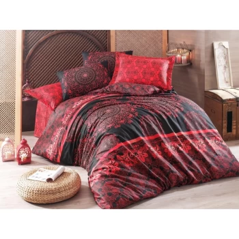 Image of 143EPF21874 Sehri-Ala - Red Red Black Single XXL Quilt Cover Set (DE)