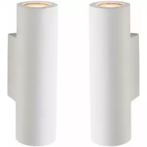 Image of 2 pack Up & Down LED Wall Light Primed White (Ready for Paint) Modern Lamp Kit