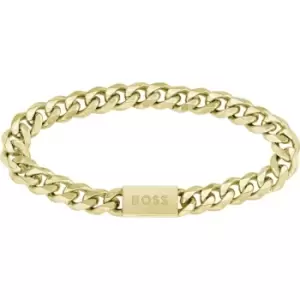 Image of Gents BOSS Chain For Him Light Yellow Gold IP Bracelet