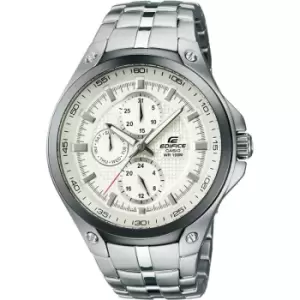 Image of Mens Casio 'Edifice' Silver and Off white Stainless Steel Quartz Watch