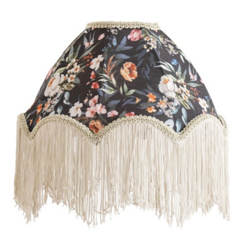 Image of ValueLights ValueLights Peony Scalloped Floral Fabric Classic Lamp Shade with Cream Tassels Multi One Size Unisex 5016529272205