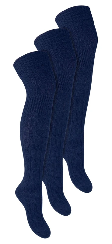 Image of Steven Steven - 3 PACK Ladies Wool Socks - Over Knee - 3-5 UK / Blue