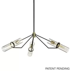 Image of Raef 3 Light Chandelier Textured Bronze Brushed Brass, Glass