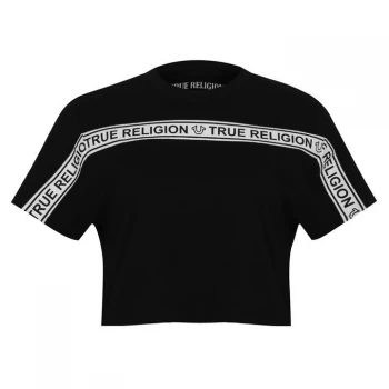 Image of True Religion Cropped Tape T Shirt - Onyx 1001