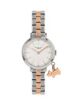 Image of Radley Silver And Rose Gold Detail Glitter Dial Two Tone Stainless Steel Bracelet Ladies Watch