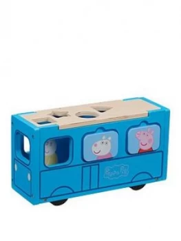 Image of Peppa Pig Peppas Wood Play School Bus Shape Sorter