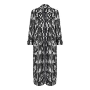 Image of Yumi Zebra Print Satin Long Kimono Jacket - Black