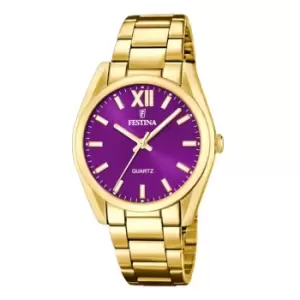 Image of Festina F20640/3 Womens Boyfriend Gold Tone Bracelet Wristwatch