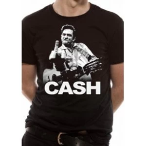 Image of Johnny Cash Finger T-Shirt X-Large - Black