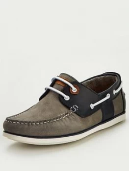 Image of Barbour Capstan Leather Boat Shoes - Grey