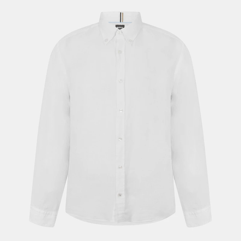 Image of Boss Mens H Liam Black Long Sleeve Plain Shirt White 100 male Small