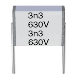 Image of MKT thin film capacitor Radial lead 0.1 uF 100 V AC 10 7.5mm L x W x H 9 x 2.5 x 4.7mm Epcos B32560 J1104 K 1 pc