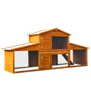 Image of Pawhut Deluxe Fir Wood Rabbit Hutch w/ 2-tier Metal - Yellow