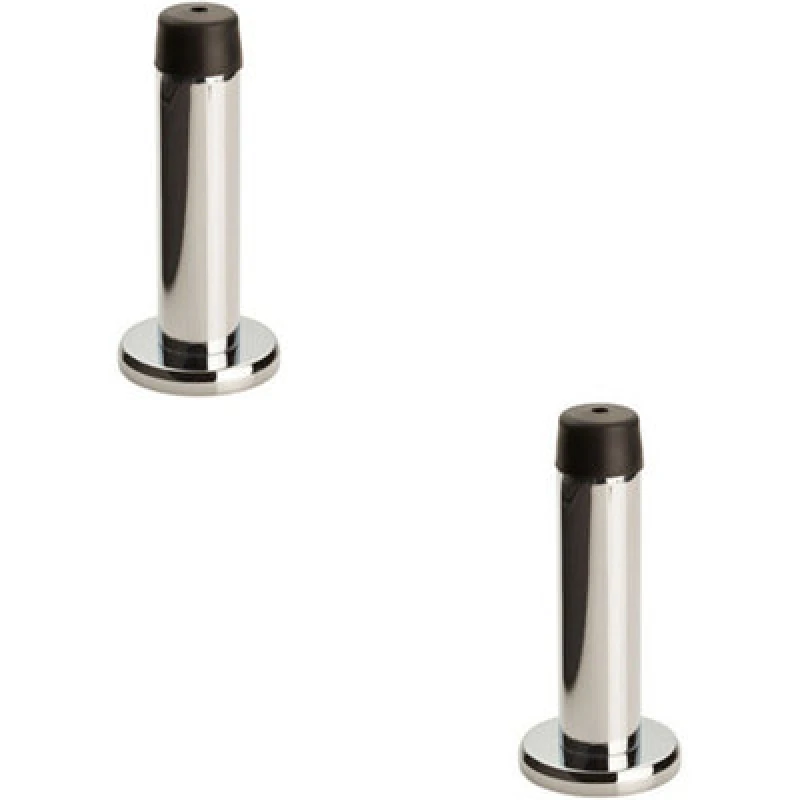 Image of Loops 2x Rubber Tipped Doorstop Cylinder with Rose Wall Mounted 71mm Polished Chrome Multi
