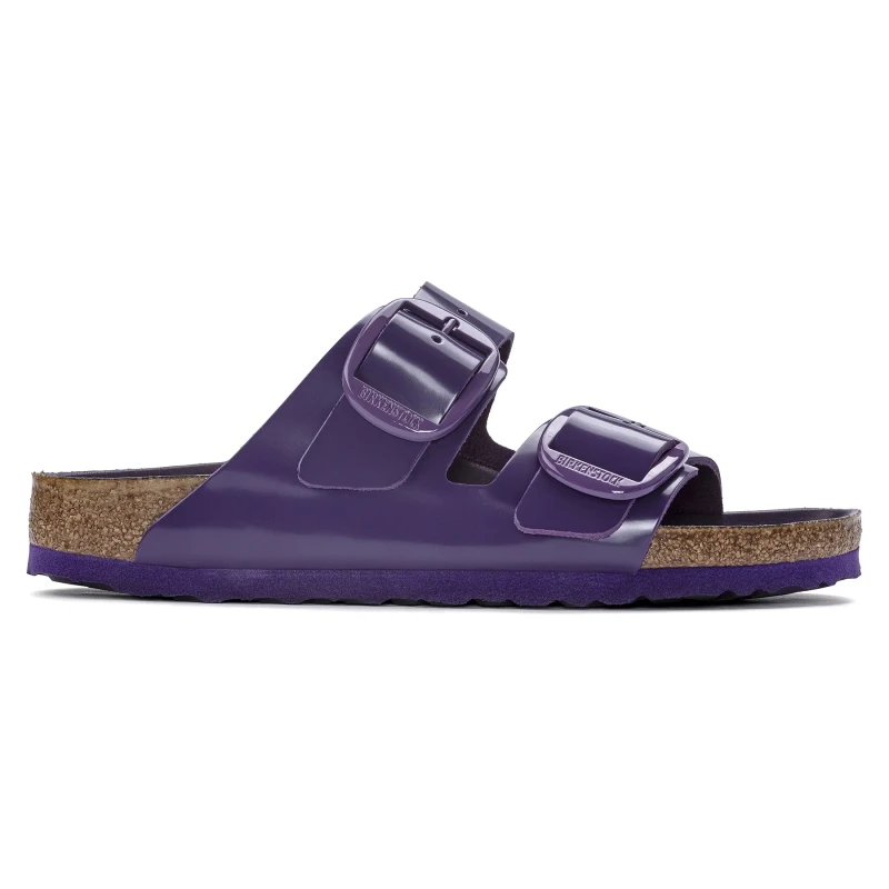 Image of Birkenstock Womens mules Birkenstock Arizona Big Buckle Natural Leather Patent Violet Female 37