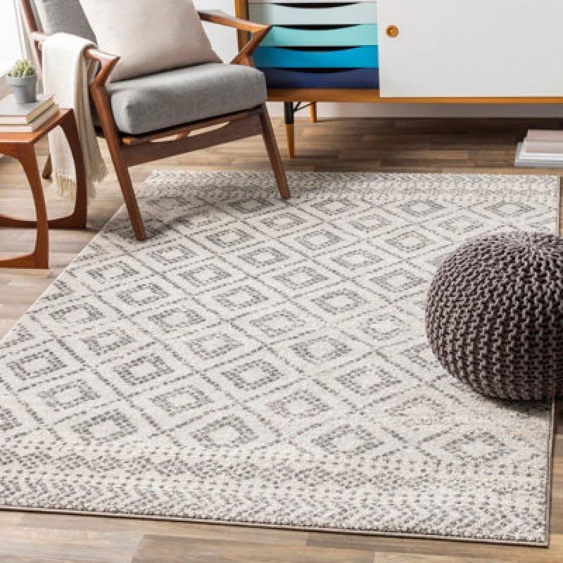 Image of Livabliss Scandi Global Light Slate Mistie Area Rug 200 X 275cm - Easy Care, Non Shedding, Ideal For Living Room & Bedroom