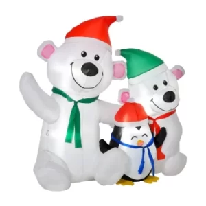 Image of HOMCOM 1.1m Inflatable Christmas Bears and Penguin Decoration
