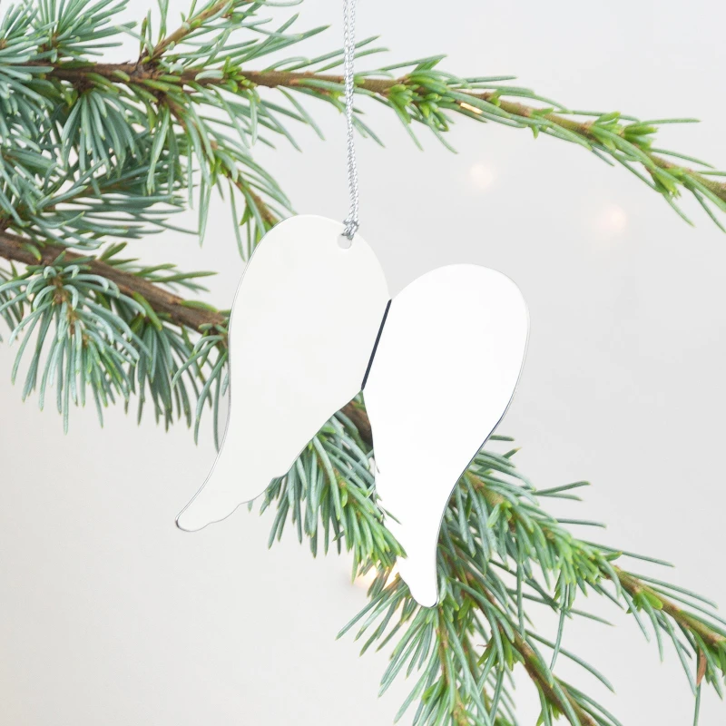 Image of Treat Republic Guardian Angel Wings Decoration in Chrome Metallic Silver