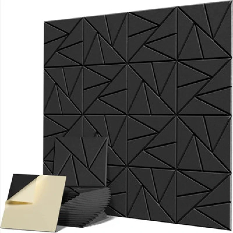Image of Gr8 Home 12 X Black Square Self Adhesive Acoustic Wall Panels Sound Proofing Pad Set