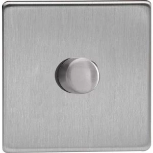 Image of Varilight Screwless 1-Gang 2-Way Push-On/Off Rotary LED Dimmer - Brushed Steel - JDSP401S