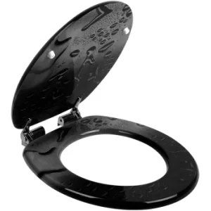 Image of Slow Close Heavy Duty Toilet Seat Slow Closing Seat Motif MDF ABS Hinges Loo Lid Waterdrops (de)