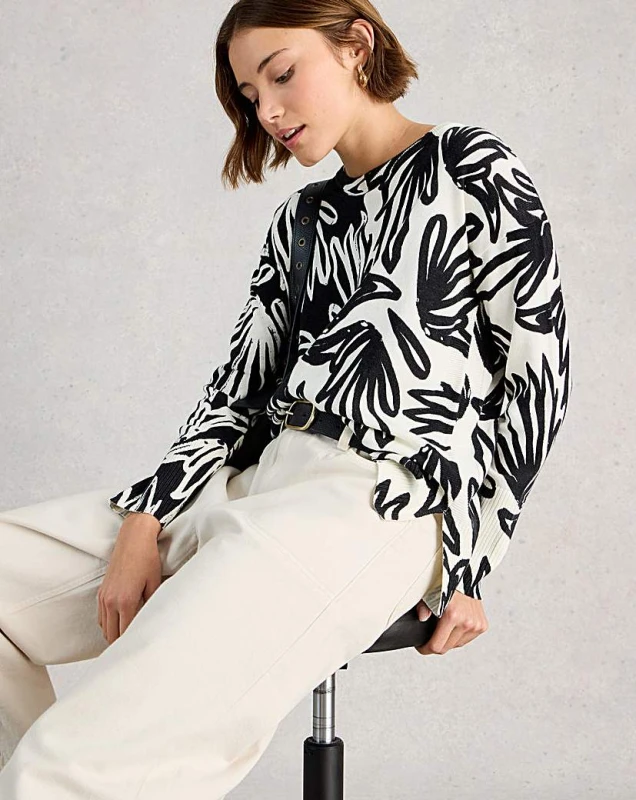Image of White Stuff White Stuff Olive Jumper Black Print - White Stuff - Size: 10 Black Print Female 10 ZD45101