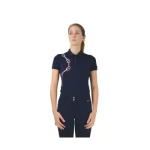Image of Hy Womens/Ladies Exquisite Stirrup and Bit Collection Polo Shirt (L) (Navy)
