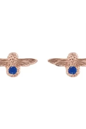 Image of Ladies Olivia Burton Rose Gold Plated Sterling Silver Lapis Lazuli Bejewelled Bee Stud Earrings OBJ16AME27