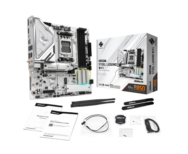 Image of ASRock B850M Steel Legend WiFi AMD Ryzen AM5 DDR5 mATX Motherboard - 90-MXBS2-A0UAYZ