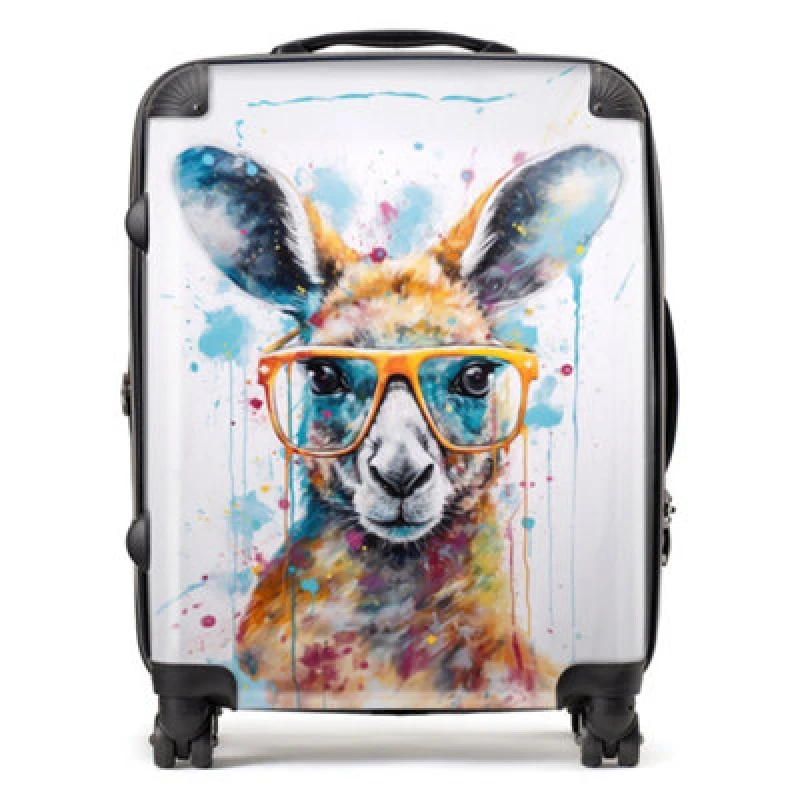 Image of Warren Reed Designer Splashart Kangaroo In Glasses Suitcase - Large