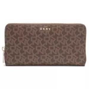 Image of DKNY All Over Logo Zip Around Purse - Brown