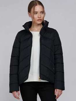Image of Barbour International Mackney Funnel Neck Quilted Jacket - Black, Size 10, Women