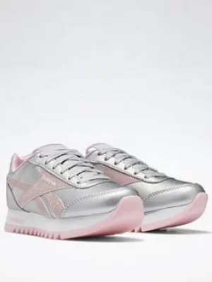 Image of Reebok Royal Classic Jogger 2 Platform Shoes, Black/Silver/White, Size 5