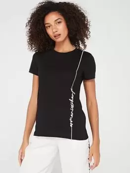 Image of Armani Exchange Script Logo Organic Cotton T-Shirt - Black, Size S, Women