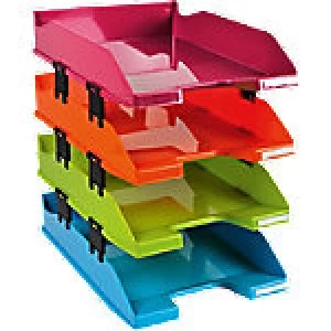 Image of Exacompta Letter Tray Combo Polystyrene Assorted 25.4 x 24.3 x 34.6cm 4 Pieces